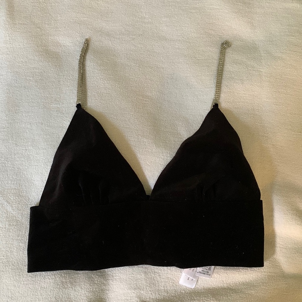 Zara velour top with chain straps